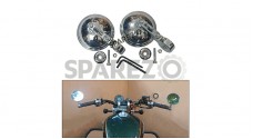 Royal Enfield Meteor and Classic Reborn 350 Bar End Mirrors with Mounts Chrome
